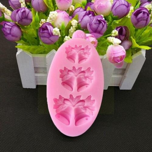 1piece New Diy Three-piece Christmas Bell Fondant Cake Baking Silicone Tool Decoration Mold Mold Mold Cake Kitchen Liquid W5H8