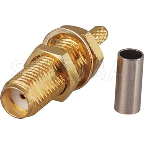 Superbat 10pcs SMA Jack Bulkhead Long Thread Straight RF Coaxial Connector for RG316 RG174 Cable