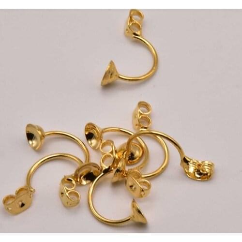 10Pcs/Lot 21mm*10mm 18K Brass Gold-Plated Paste Version Ear Plugs Earring Accessories Bulk Items Wholesale Lots Jewelry JA0114