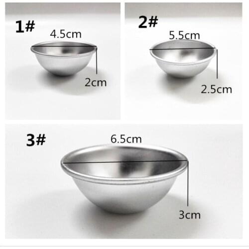 100sets/300pcs 3D Aluminum Alloy Ball Sphere Bath Bomb Mould Cake Pan Tin Baking Pastry Mould 4.5 x 2cm 5.5 x 2.5cm 6.5 x 3cm