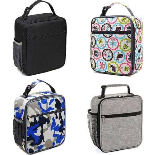 2020 Adult Insulated Lunch Box Reusable Lunch Bag Cooler Tote Bag for Men Women Travel Printed Nylon Lunch Handbags