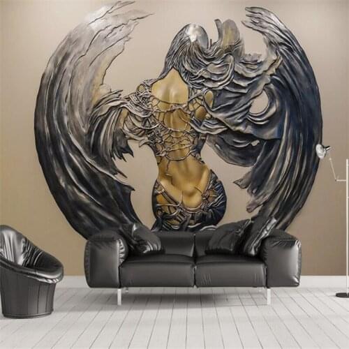 Wellyu 3D embossed abstract wings beauty background wall painting custom large mural green wallpaper papel de parede