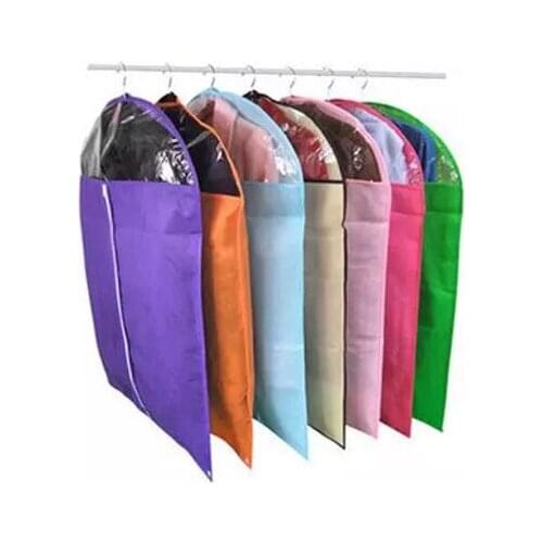 Home essentials non woven fabric dustproof clothing bags clothing storage cover clear window 3 sizes 7 colors available 5pcs lot