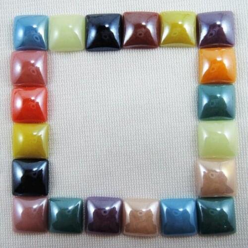 Mixed Colors 10mm 50pcs Square Glass Half Cabochon Flat Back Beads Diy Jewelry Nail Art Decor Craft Scrapbooking HA-26