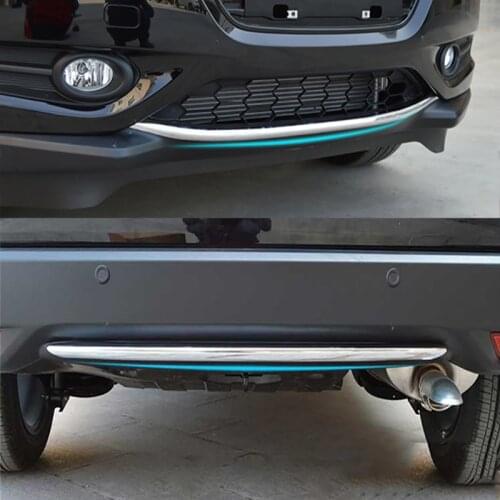 ABS Chrome External Front And Rear Bumper Grill Cover Trims Decoration 2Pcs Car Styling For Honda HRV HR-V Vezel 2014 2015 2016