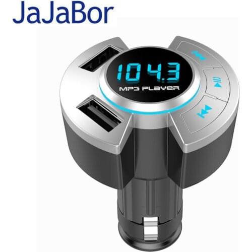 JaJaBor Bluetooth Car Kit Handsfree Calling Carkit Wireless FM Transmitter Car MP3 Player Dual USB Car Charger
