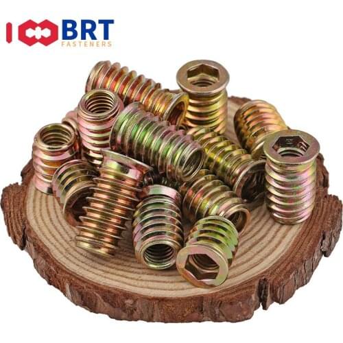 10pcs/20pcs M6 M8 M10 Zinc Alloy Iron Inside Carbon Steel Hex Socket Drive Insert Nuts Threaded For Wood Furn