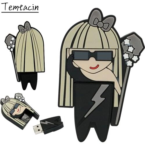 Lady GaGa Model Creative Gift USB2.0 4GB 8GB 16GB 32GB 64GB 128 256 gb Pen drive Memory Stick Goddess idol cle usb Flash Drive
