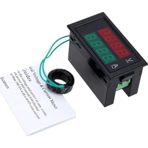 Voltmeter AC80-300V Digital Ammeter LCD Voltmeter Ammeter Electrician Tool Dual Display 0-100A Panel Amp Voltage Meter DL69-2042