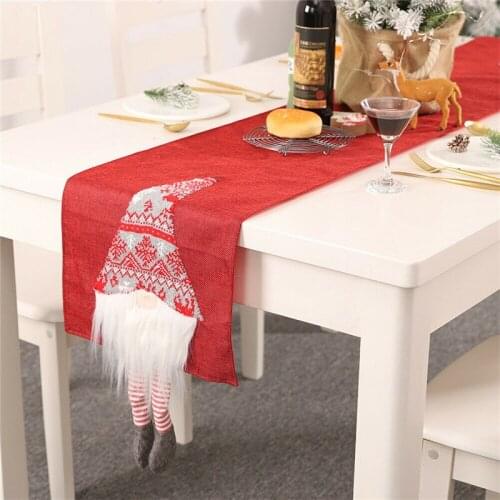 Santa Claus Christmas Tablecloths Flags Xmas Dining Tables Runner Tapestry Cover Decors Ornament