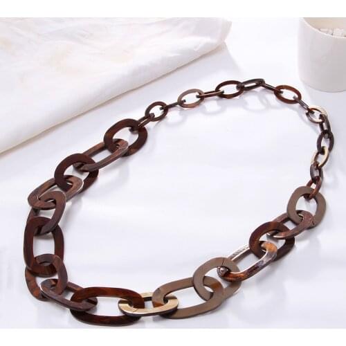 Satement Big Acetate Long Chain Necklace Bohemian Acrylic Tortoiseshell Link Chain Pendants & Necklaces Fashion Women Jewelry