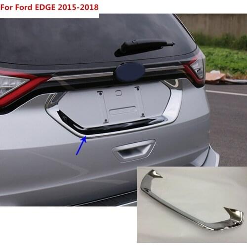 For Ford EDGE 2015 2016 2017 2018 Car styling stick detector ABS chrome back Rear license frame plate trim Strip bumper hoods
