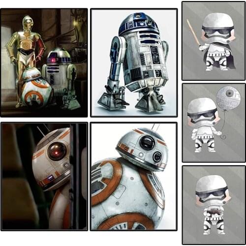 Star Wars Canvas Painting The Force Awakens Robot Posters and Prints Print Mural Picture Boys Room Home Wall Decoration Boy Gift