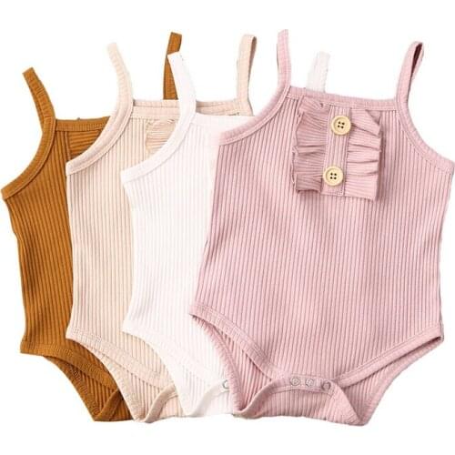 Citgeett Summer Solid Newborn Toddler Baby Girls Kids Cotton Jumpsuit Bodysuit Strap Clothes Outfits