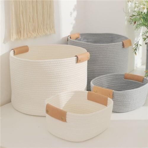 Cotton Rope Storage Basket Sorting Grass Weaving Bamboo Weaving Magazine Weaving Storage Box Dirty Clothes Basket for Flower POT
