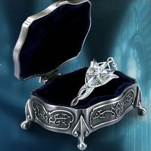 LOTR Set Arwen Evenstar S925 Sterling Sliver Pendant + Metal Jewelry Box One Set Free Shipping 2 Pcs Wholesale