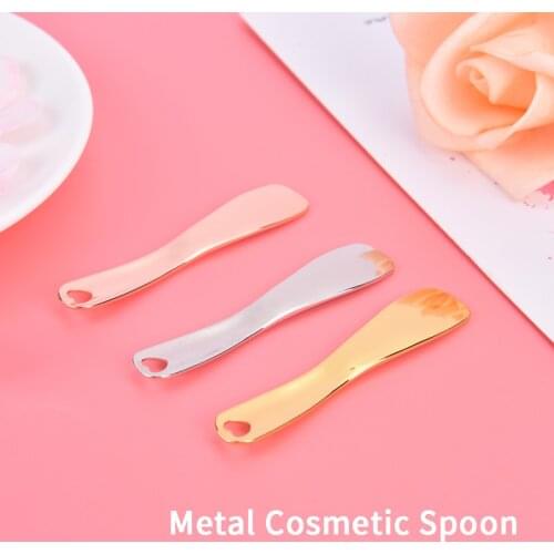 1PC Metal Cosmetic Spoon Spatulas Makeup Stick Scoop Facial Mask Eye Cream Mixing Brush Reuseable DIY Beauty Tool Skin Care