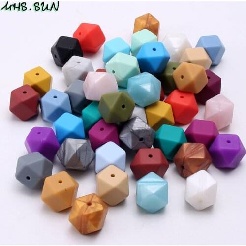 MHS.SUN Hexagon Silicone Beads Baby Teething Nursing For Necklace Pacifier Jewelry BPA Free Silicone Beads Accessories 30Pcs
