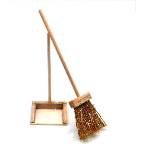 1Set 1/12 Dollhouse Miniature Mini Brooms and Dustpans Doll House Cleaning Tool Kits Classic Toys Kitchen Furniture Accessories