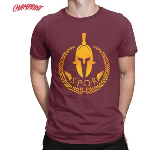 Mens SPQR Roman Empire T Shirts Golden 100% Cotton Tops Vintage Short Sleeve Crew Neck Tee Shirt Unique T-Shirt