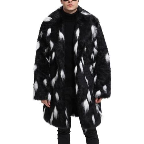 Men Winter Parka Long Sleeve Faux Fur coat Thick Warm Fur Jacket Coat Fashion White&black Fox fur coat imitation Fake Fur Men