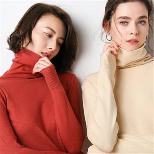 2021New Autumn Winter Cashmere Turtleneck Sweater Womens Head High Collar Sweater Womens Sweater Solid Color Large Size 101