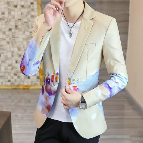 2021 Mens Autumn New Leisure blazer Youth New Fashion Printed blazer