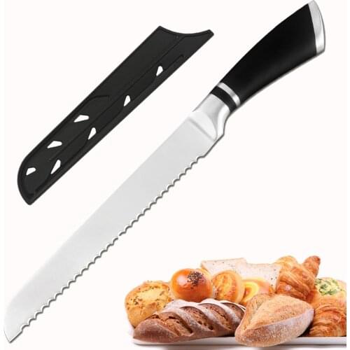 8 Inch Bread Knife Stainless Steel Slicing Bread Knife Serrated Design Cutter Kitchen Knives For Cutting Bread Cheese Cake