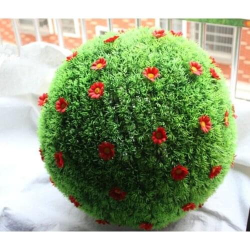 Wholesale Price!! Mixed Sizes Artificial Topiary Balls With Flowers Outdoor Hanging Baskets Grass Balls Lawns Garden Decoration