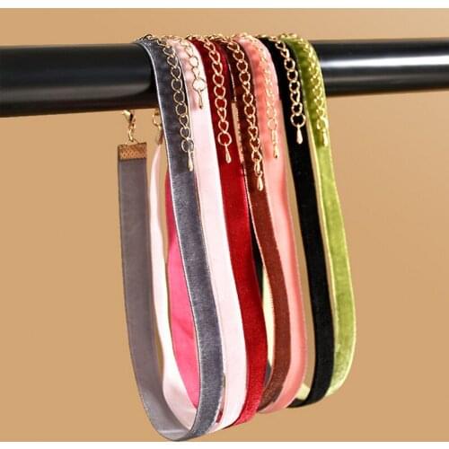 Punk New Fashion 7 Pcs/pack Colorful Velvet strip Choker Necklace Retro Gothic Collar Necklace For Women Girls Female Gift
