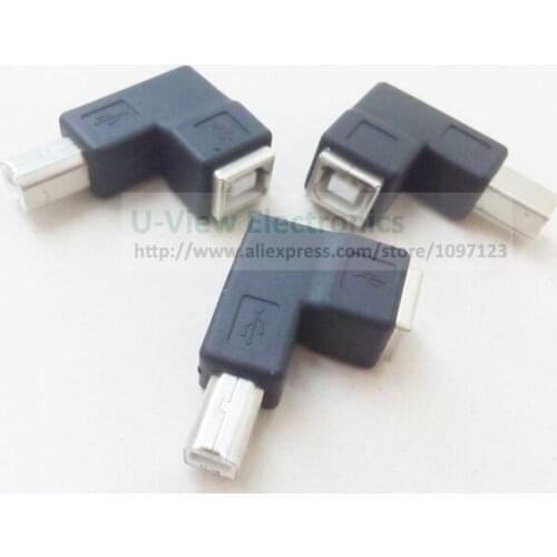 90 Degree Right Angled USB2.0 B Type Male to Female Extension Adapter For Printer Scanner Hard Disk/Free DHL Shipping/100PCS