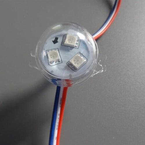 20pcs WS2811 3leds rgb pixel led module,clearcover,DC12V,30mm diameter;with RGB wire