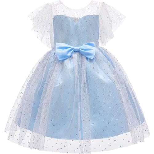 Girls Dress Super Fairy Childrens Dress Princess Dress 2020 Summer Childrens Wear Mesh Bow Flower Childrens Dress