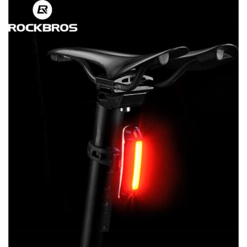 ROCKBROS Bicycle Light Waterproof Bike Taillight LED USB Rechargable Safety Back Light Riding Warning Saddle Bike Rear Light