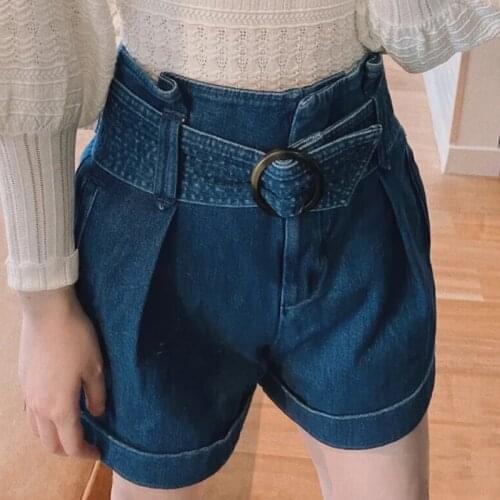 Women Denim Short Rome Summer High Waist Pockets Loose Casual Shorts Elegant Chic Retro Femme Short taille haute et jambe évasée