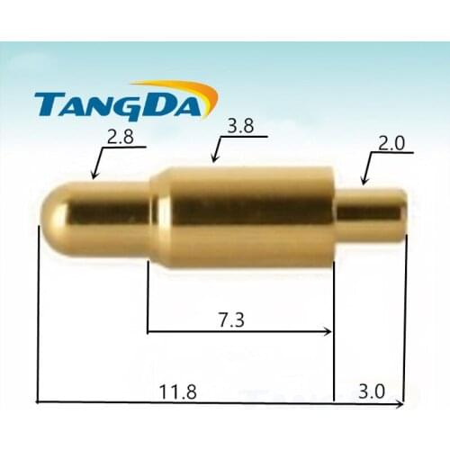 Tangda 3.8*14.8mm PCB plug-in spring thimble cell phone connector smart robot probe test PIN pogopin connector 3.8 14.8 mm
