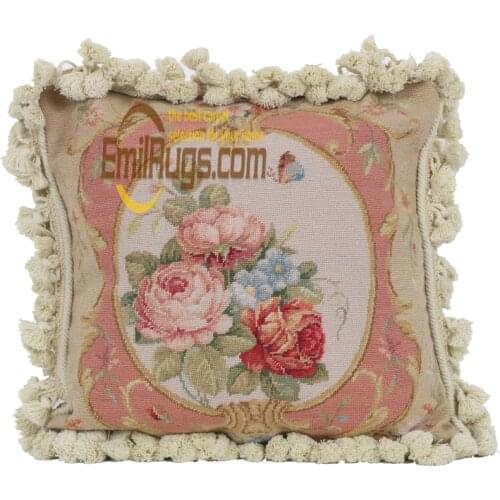 Traditional Chinese Needlepoint Cushion Embroidery Pillow Case Headrest Pillow Pad Square Wool aubusson Cushion