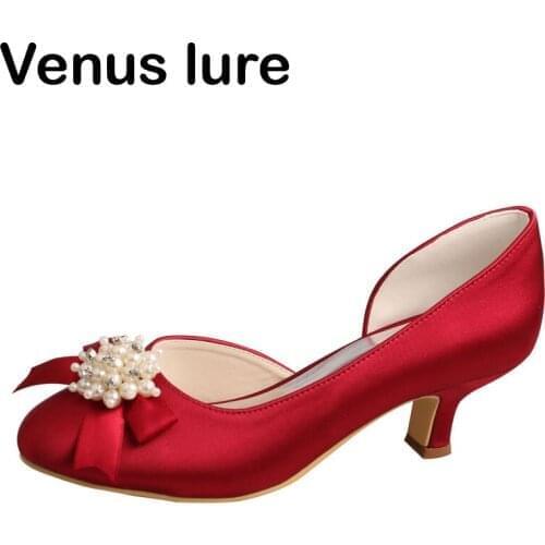 Clearance Wine Red Open Toe Court Shoes Closed Toe Dress Wedding Shoes for Party