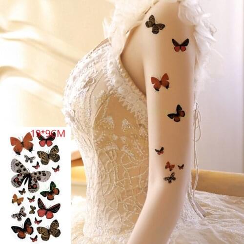 Waterproof Temporary Tattoo Sticker Color Butterfly Fake Tatto Flash Tatoo Leg Arm Hand Foot for Girl Women Lady Men