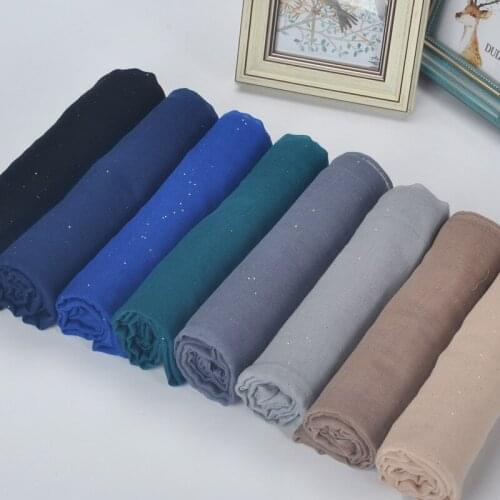 Women glitter solid pure color plain 100% viscose muslim long hijab popular wrap scarf/shawls scarves 180*90cm W042