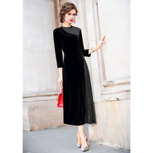 ZUOMAN Women Autumn Elegant Velvet Dress Festa Female Event Party Robe High Quality Mesh Designer Vintage Cocktail Vestidos