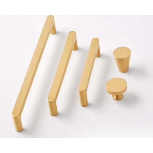 European Style Gold Cabinet Handles Solid brass Kitchen Cupboard Pulls Drawer Knobs Furniture Handle Hardware