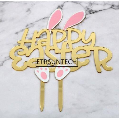 100pcs Happy Easter Cake Topper Rabbit Toppers Kids Easter Party Bunny Shape Cake Decoration Party Supplies