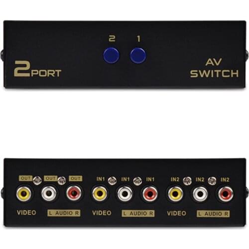 2 Port AV RCA Switch 2 in 1 out Composite Video L/R Selector Box for DVD Player