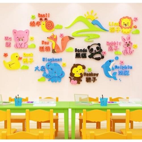 3d early education tutoring training english wall stickers acrylic english classroom layout decoration