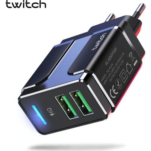 Dual USB Charger 2.4A Wall USB Phone Charging Adapter For iphone X XS Samsung S9 S10 Xiaomi Mobile Phone Charger EU US UK Plug