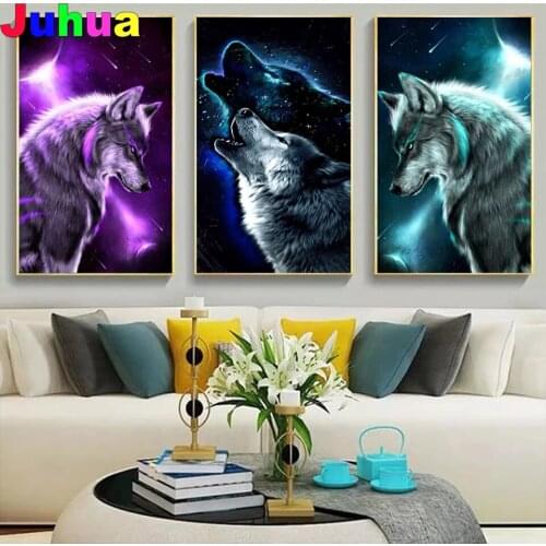Lonely Howling Wolf 5D DIY diamond painting full Square Round animal diamond embroidery mosaic Christmas gifts home decor