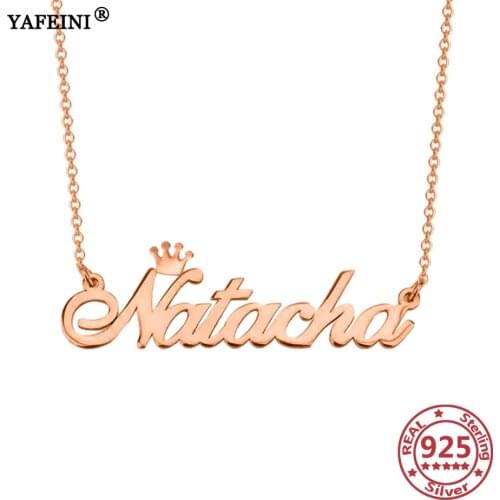YAFEINI Customize Name Necklace Personalized Letter Necklace 925 Sterling Silver DIY Name Necklace Pendant Jewelry Silver Chains