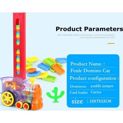 Domino Train Car Set Kids Sound Light Automatic Laying Domino Brick Colorful Dominoes Blocks Game Toys Set Gift for Boys Girls