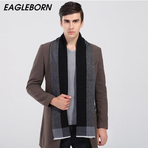 EAGLEBORN New Men Fashion Design Scarves Men Winter Wool Cashmere Scarf Couples High Quality Thick Warm Business Shawl 30*180CM